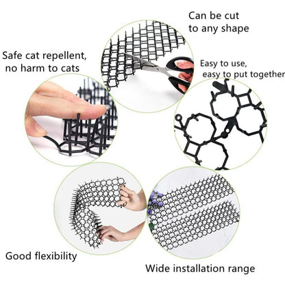 12pcs / Box Anti-Cats Barbed Spike Net Mat Sofas Gate Garden Cats Repellent Tool, Style: With 4 Screws(Black) by bashfashion