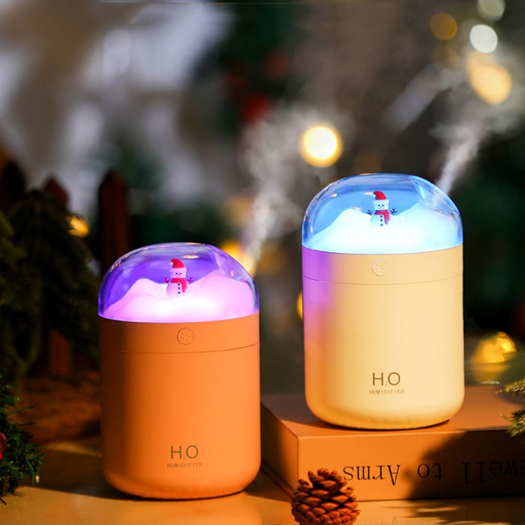 500ml Snowman Humidifier USB Desktop Large Capacity Colorful Ambient Light Air Humidifier(White) by bashfashion