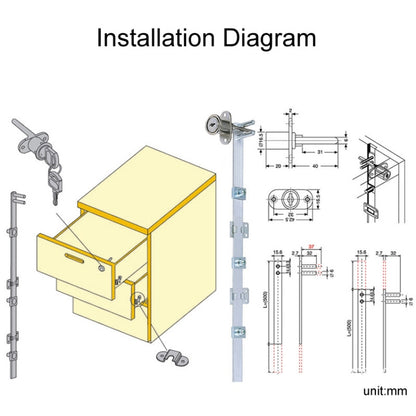 Home Office Desk Drawer Triple Connect File Cabinet Lock, Style: Front Black by bashfashion
