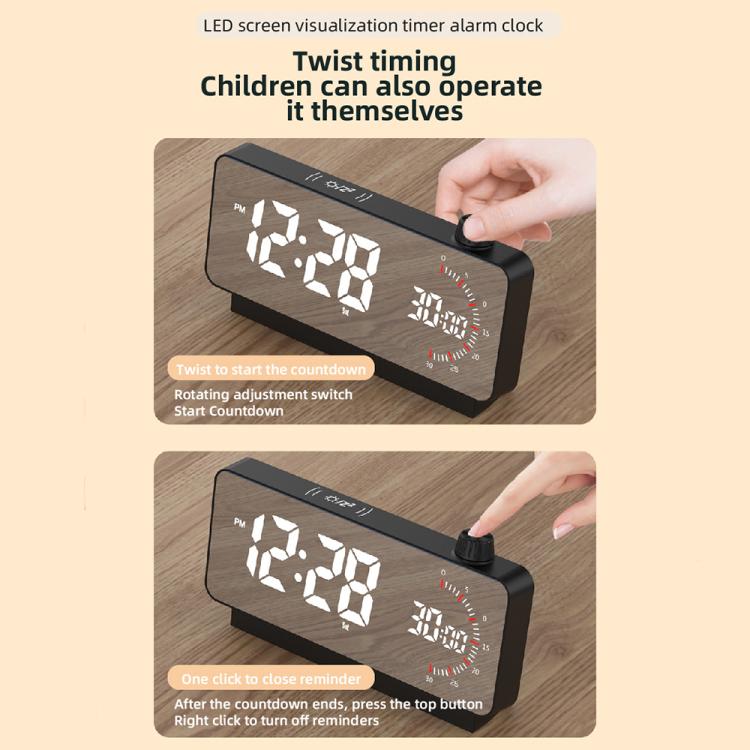 Multi-Functional LED Screen Mirror Charging Alarm Clock Reminder Visual Timer(Black) by bashfashion