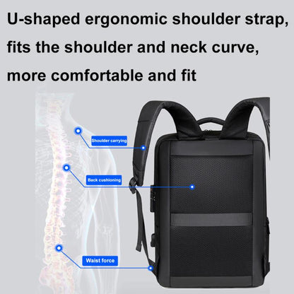 OUMANTU 966 Large-Capacity Waterproof Three-Dimensional Password Lock Laptop Backpack(Gray) by OUMANTU