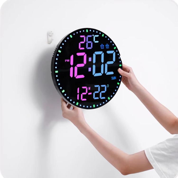 11.6-Inch RGB Wall Clock With Remote Control Multi-Functional Alarm Clock White+Cloth by bashfashion