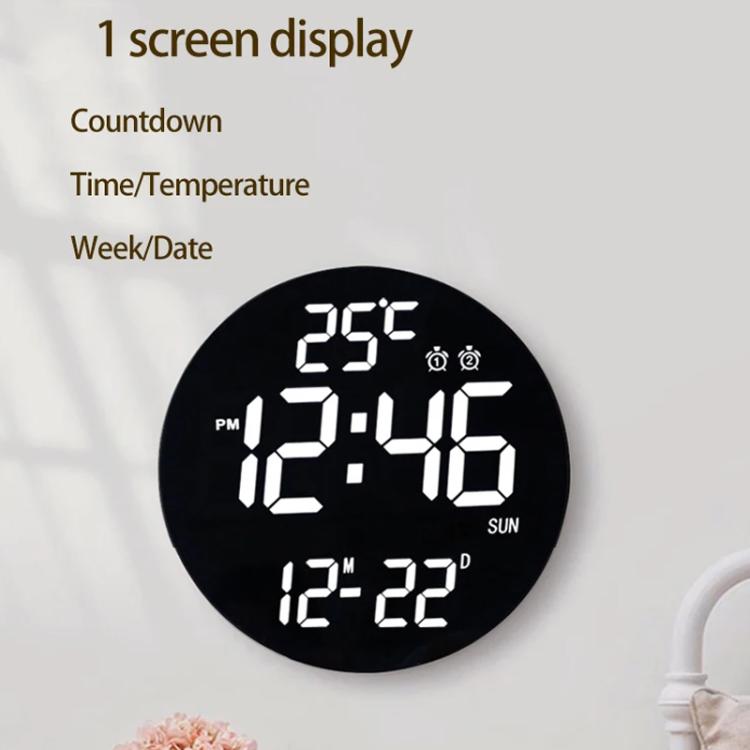 11.6-Inch White Light Wall Clock With Remote Control Multi-Functional Alarm Clock White+Black by bashfashion