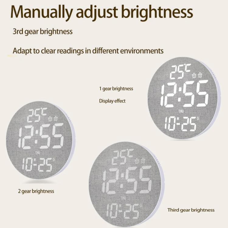 11.6-Inch White Light Wall Clock With Remote Control Multi-Functional Alarm Clock White+Cloth by bashfashion