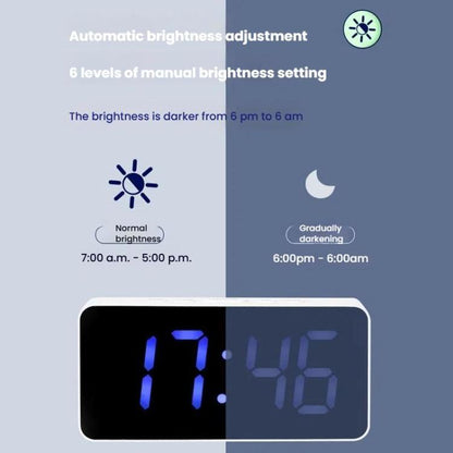 11 Colors Dynamic RGB Digital Alarm Clock 12/24H 6 Levels Brightness 2 Alarms Table Clock(Black Shell) by bashfashion
