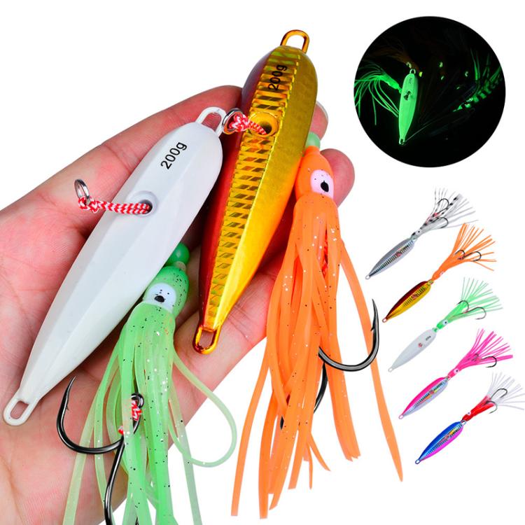 100G PROBEROS LF159 Luminous Bearded Squid Hook Slow Cranking Road Runner Iron Plate Bionic False Bait(C) by PROBEROS