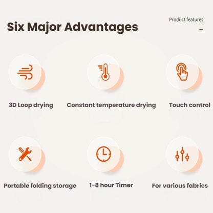 600W Smart Touch Control Foldable Clothes Dryer Portable Laundry Dry Machine with LED Display, Adjustable Temperature & Timer US Plug by bashfashion